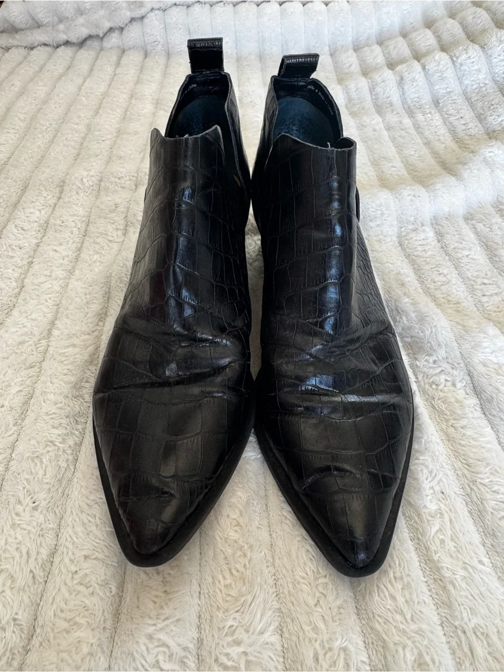 Dolce Vita Black Croc-Embossed Ankle Boots - Picture 3 of 6